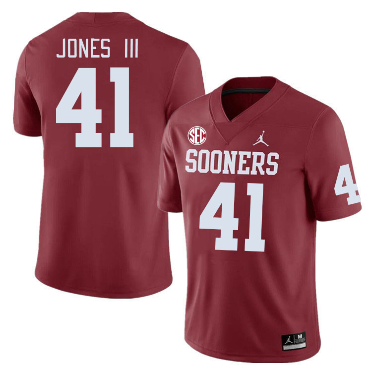 #41 Emmett Jones III Oklahoma Sooners 2024 SEC Conference College Football Jerseys-Crimson